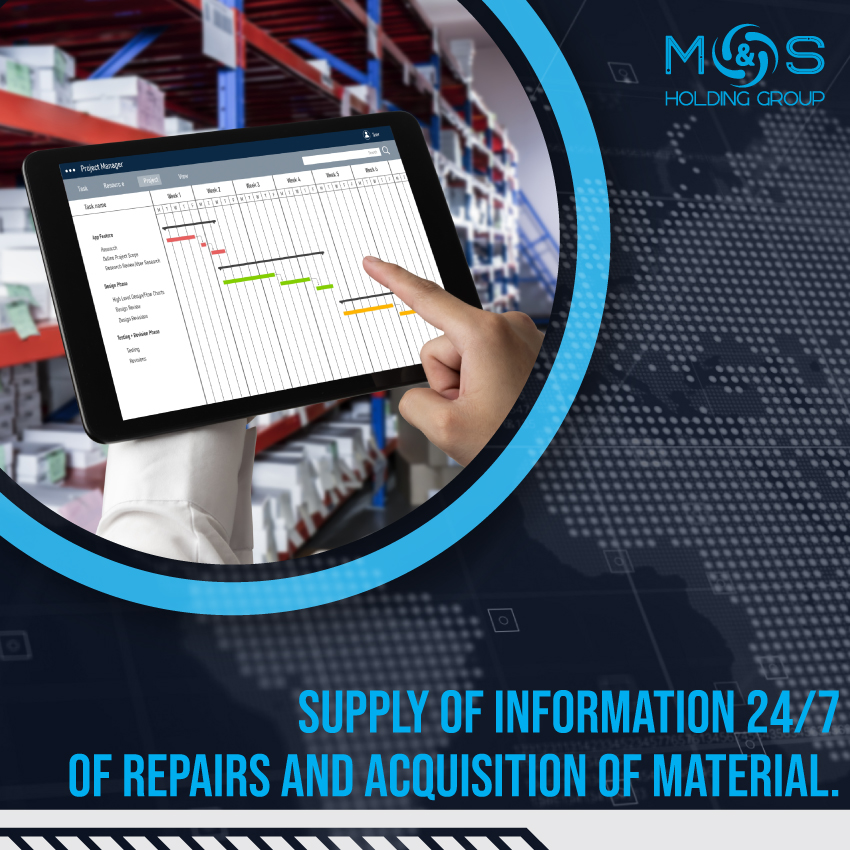 Supply of information 24/7 of repairs and acquisition of material.